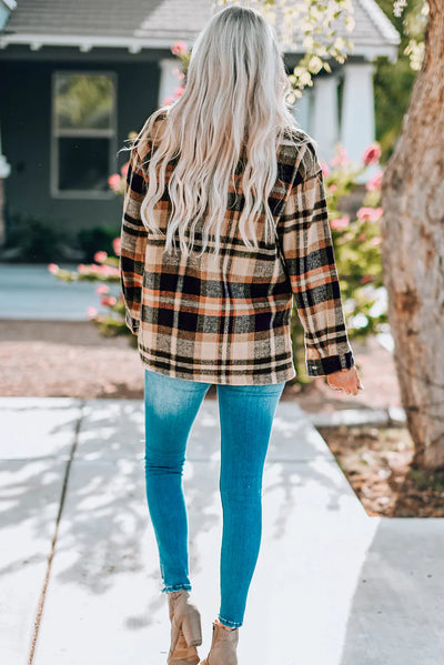 Cozy Plaid Jacket with Buttons and Pockets