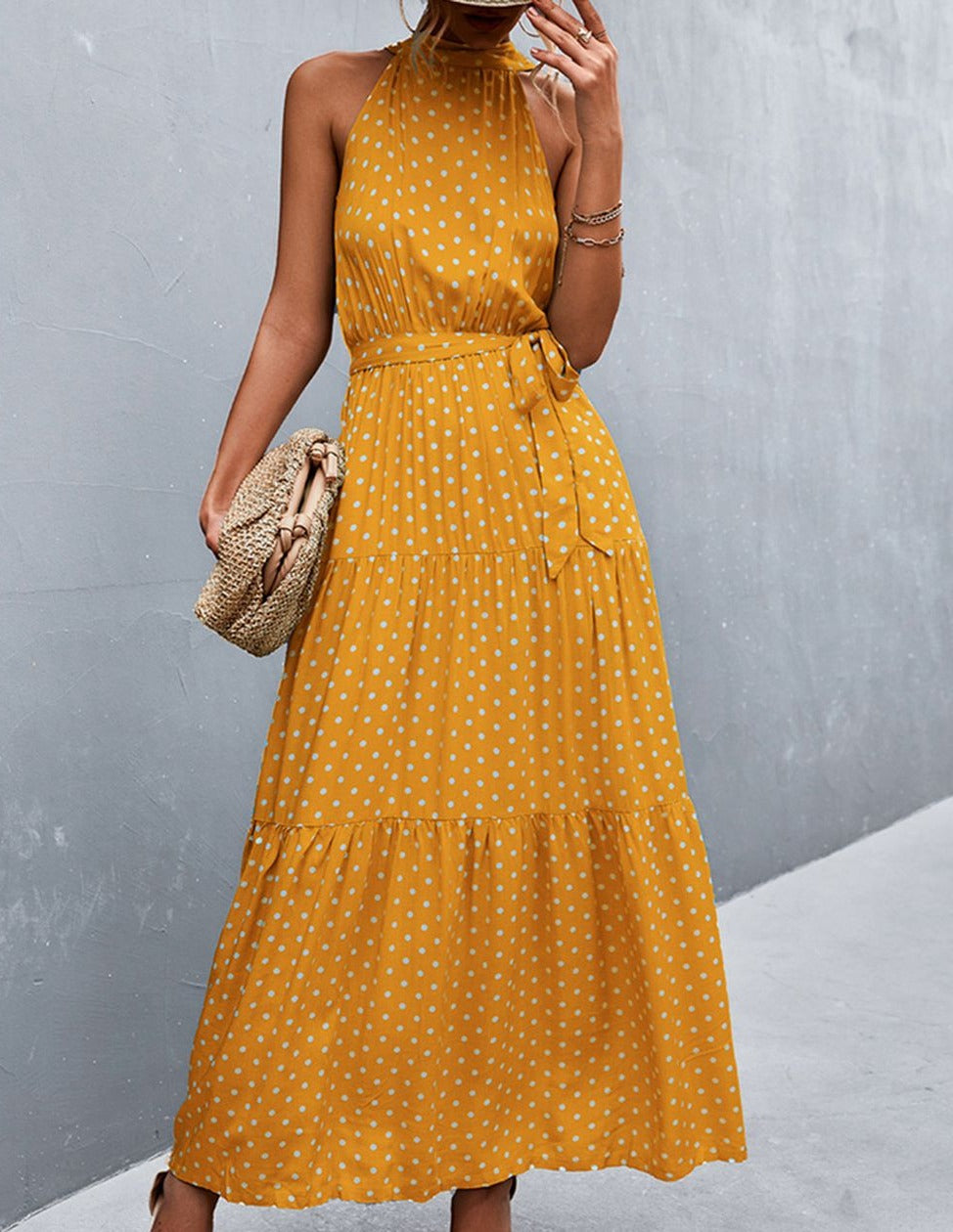 Sleeveless dress with summer print