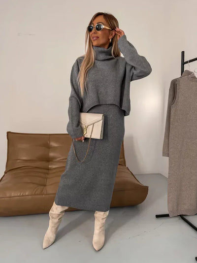 Set with midi dress and turtleneck sweater