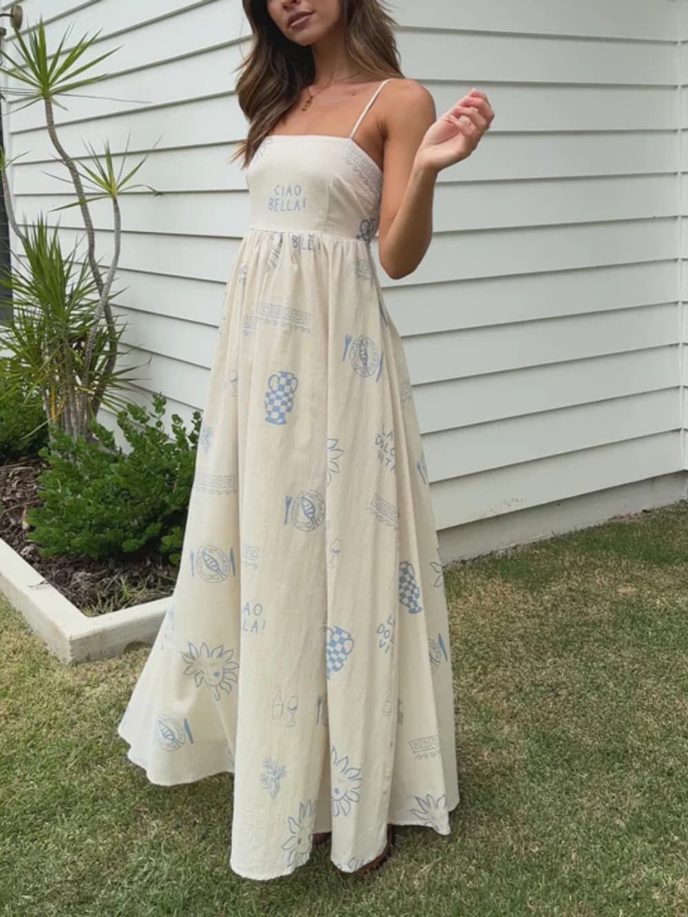 Estefania - Chill Vibes open back maxi dress with thin straps