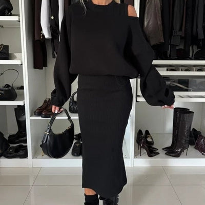 Women's Sleeveless Sweatshirt and Dress Set: Elegance and Comfort in 2 Pieces