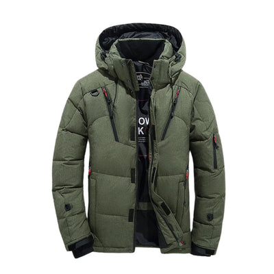 Warm winter windbreaker with hood and pockets