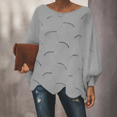 Laura - Loose Bohemian Sweater with Cropped Batwing Sleeve