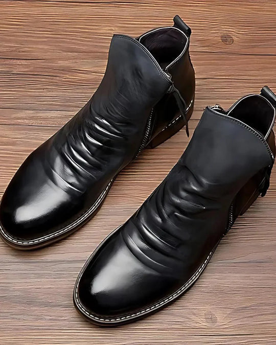 Classic and stylish men's boots with unique zipper design