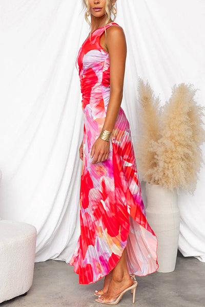 Elegant pleated dress for casual summer women