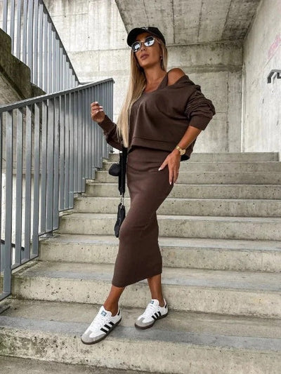 Women's Dress and Sweatshirt Set: Fashionable Elegance and Comfort
