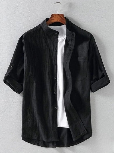 Hugo - Men's 3/4 length beach shirt, ideal for summer, with a mandarin collar