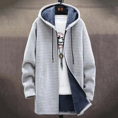 Cozy men's cardigan made of thick knit fleece