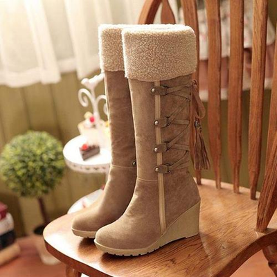 Warm Wedge Heel Tall Snow Boots for Cold Days