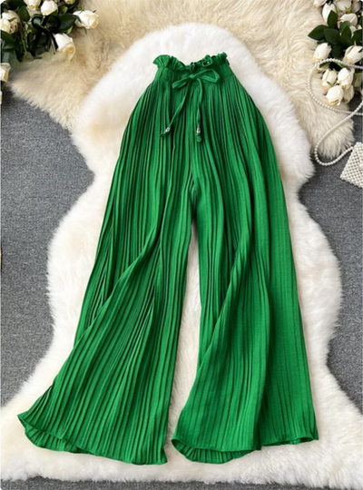 Modern wide pleated pants for women with elegant style