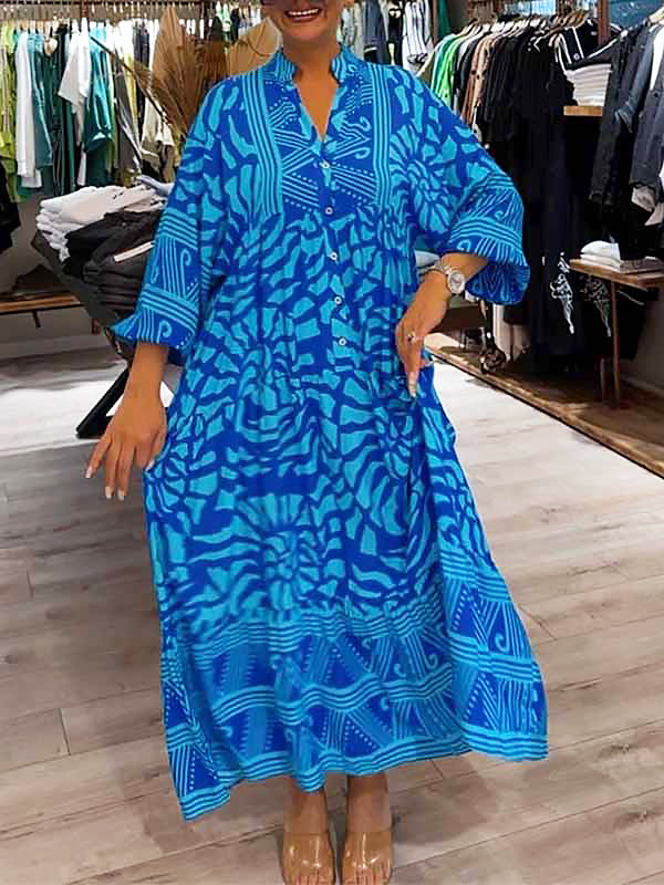 Victoria - Printed V-neck dress