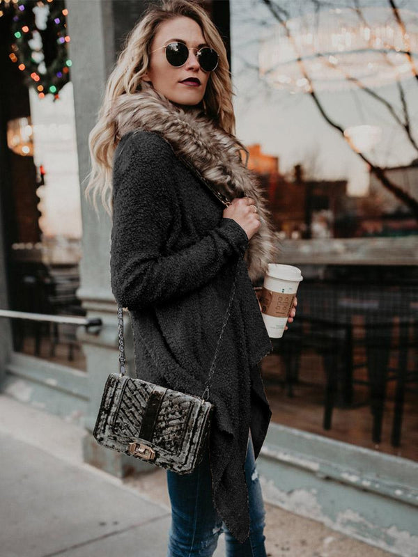 Cozy Corduroy Coat with Cardigan Collar - Warm Outerwear