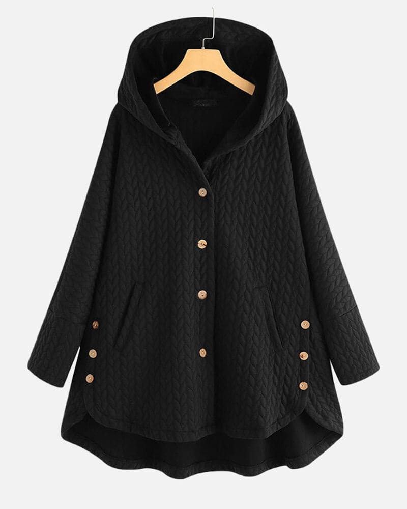 Women's Warm Casual Hooded Button Down Jacket