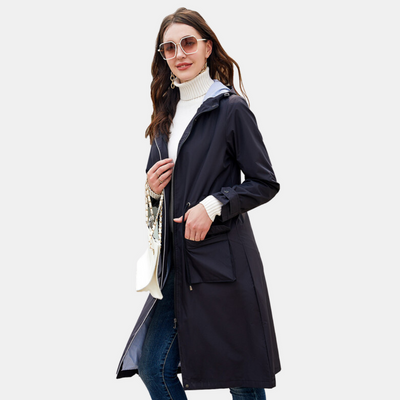 Long coat with hood for maximum protection