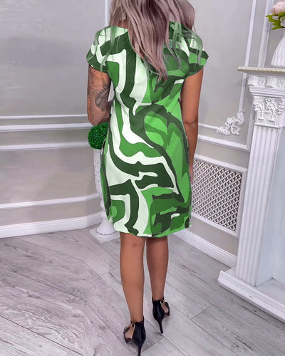 Mar - Short-sleeved dress with print