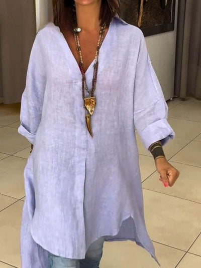 Linda - Women's Casual Cotton Linen Shirt Dress