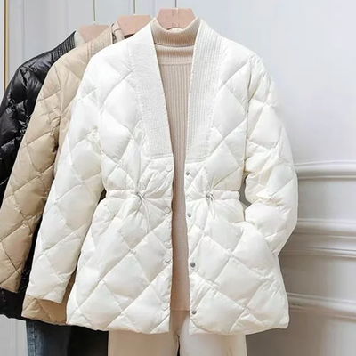 Women's Padded Coat - Oversized Drawstring Winter Jacket for Fall and Winter