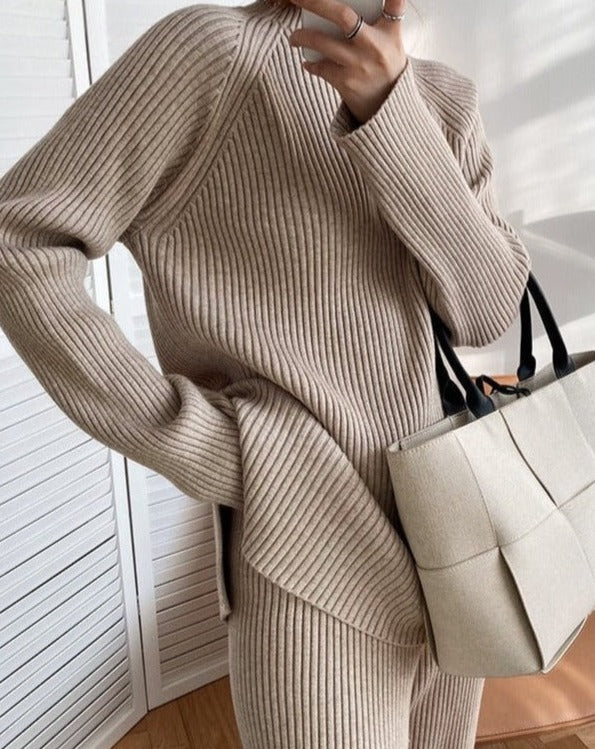 Ribbed Knit Sweater and Pants Set