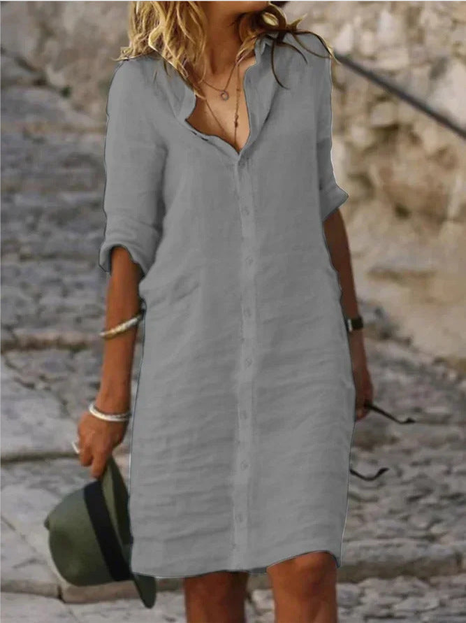 Angela - Button-down dress with lapel collar