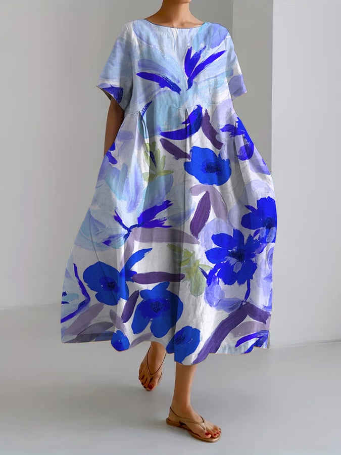 Dayana - Women's Retro Botanical Floral Print Casual Loose Dress