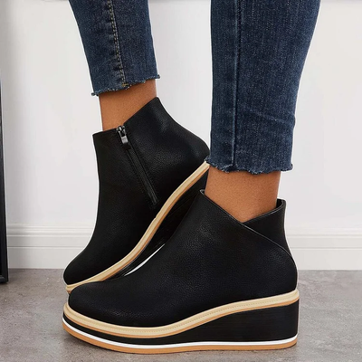 Julia casual wedge sneakers with side zipper and platform wedge ankle boots