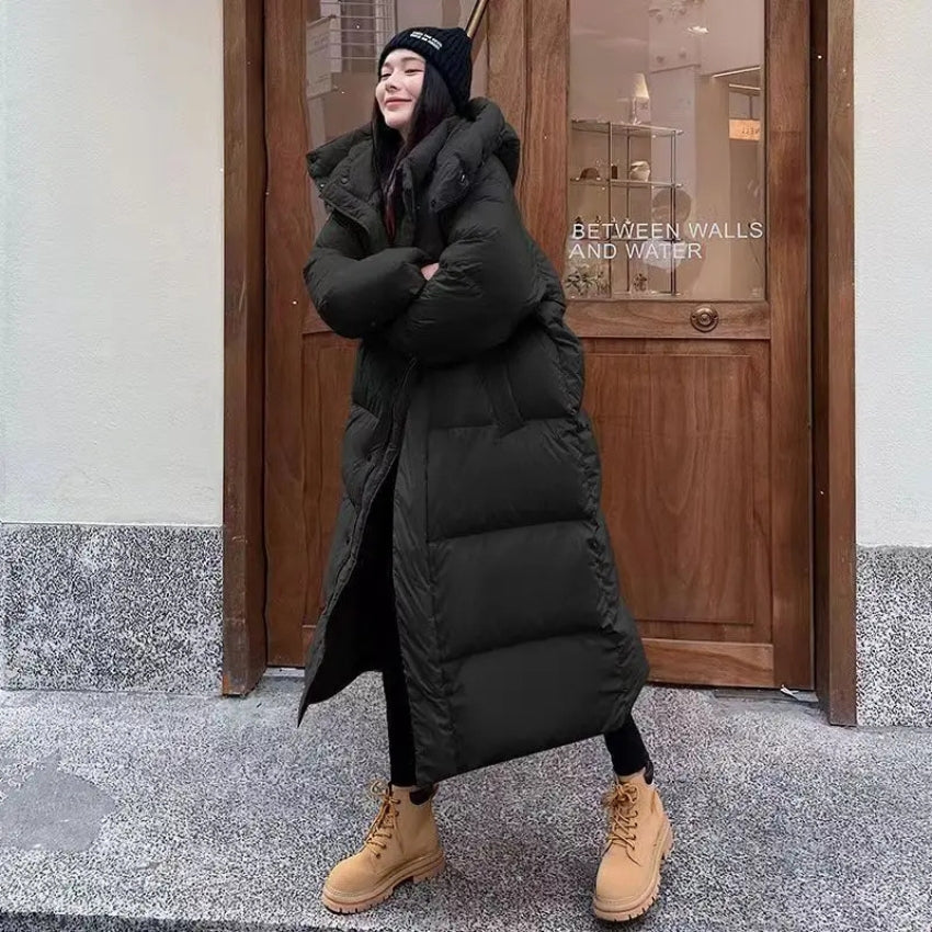 Modern design warm winter long coat for women
