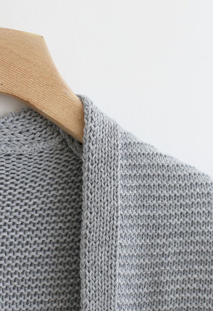 Open Cardigan with Pockets in Classic Grey - Ideal for Layering