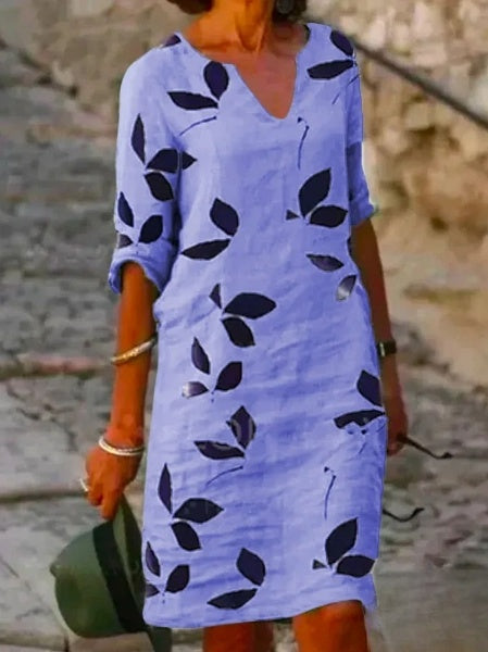 Carol - Women's basic half-sleeve floral print dress