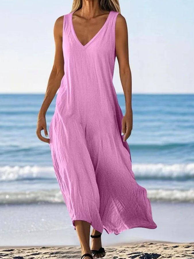 Casual sleeveless long dress for daily wear