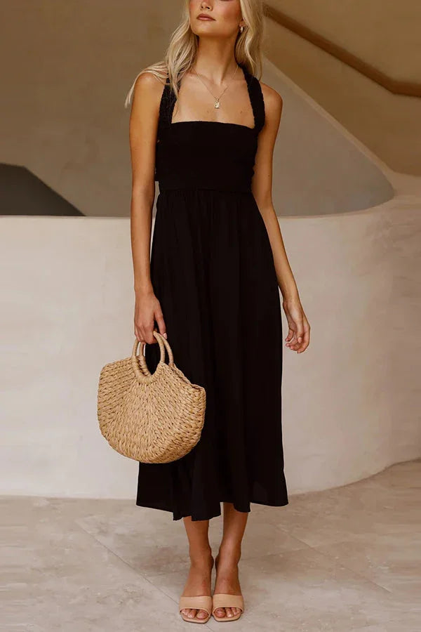 Bendita midi dress with pockets and gathered cross back