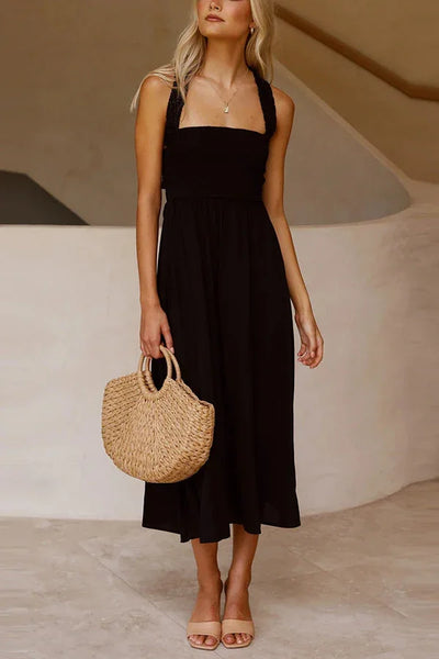 Bendita midi dress with pockets and gathered cross back