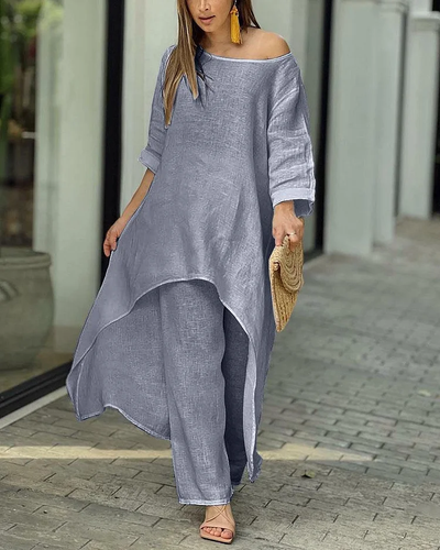 Linda - Solid Color Two-Piece Casual Suit