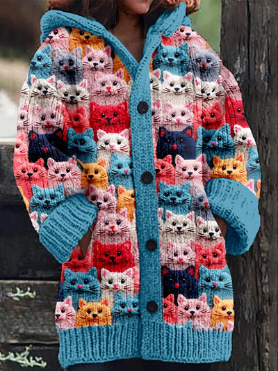 Doortje - Autumn jacket with hood and cat print