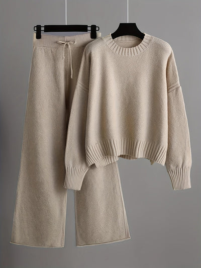 Elegant sweater and wide-legged pants set for women