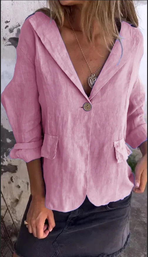 Maria - Casual coat with lapels and one-button closure