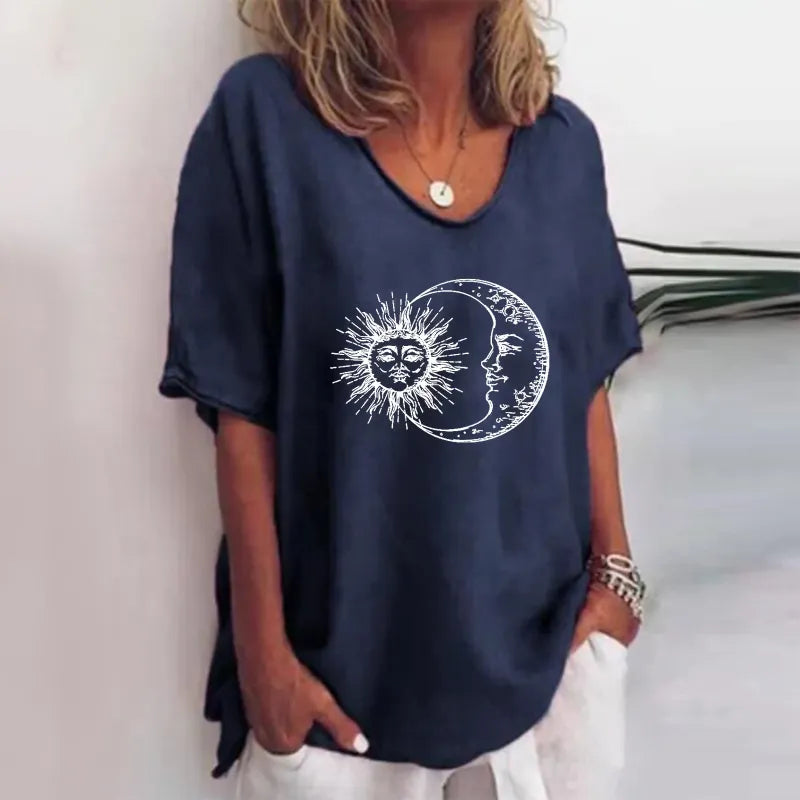Alba - Green Floral Print Crew Neck Half Sleeve T-Shirt