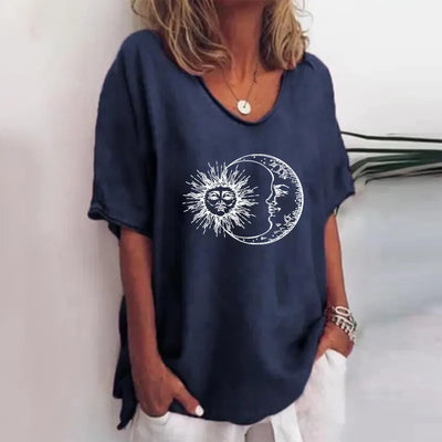 Alba - Green Floral Print Crew Neck Half Sleeve T-Shirt