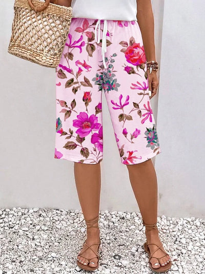 Emma - Women's relaxed, loose-fitting trousers with drawstrings in a floral and botanical print