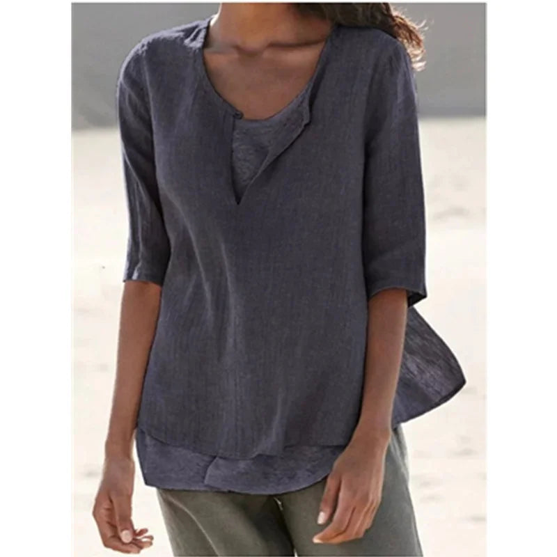 Irene - Women's Solid Color Round Neck T-Shirt