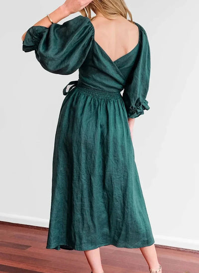Evelyn - Elegant A-line Dresses with Square Neck and Solid Ruffles