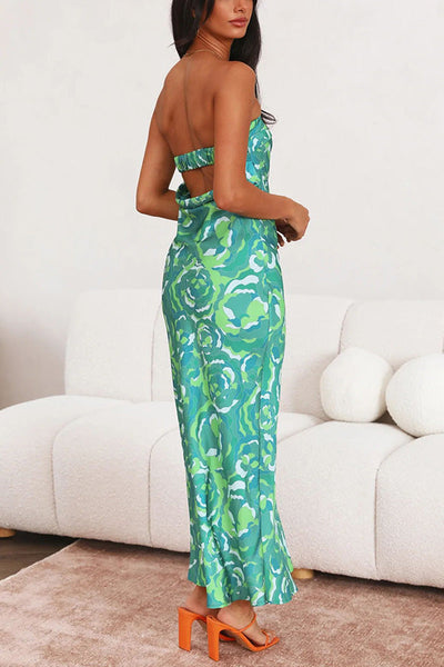 Judith - Strapless floral backless midi dress