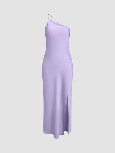 Elegant long dress with a single strap tied around the neck