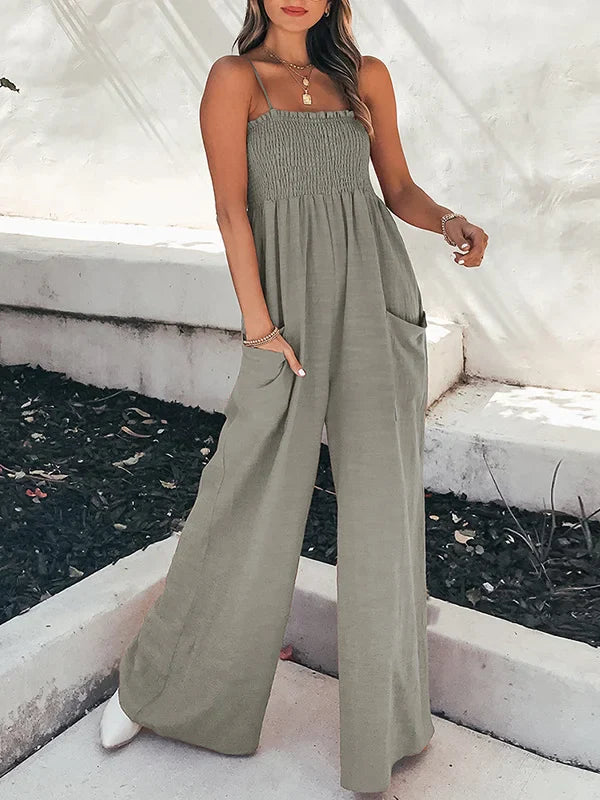 Hanna - High-waisted jumpsuit with straps and pockets