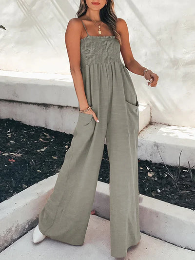 Hanna - High-waisted jumpsuit with straps and pockets