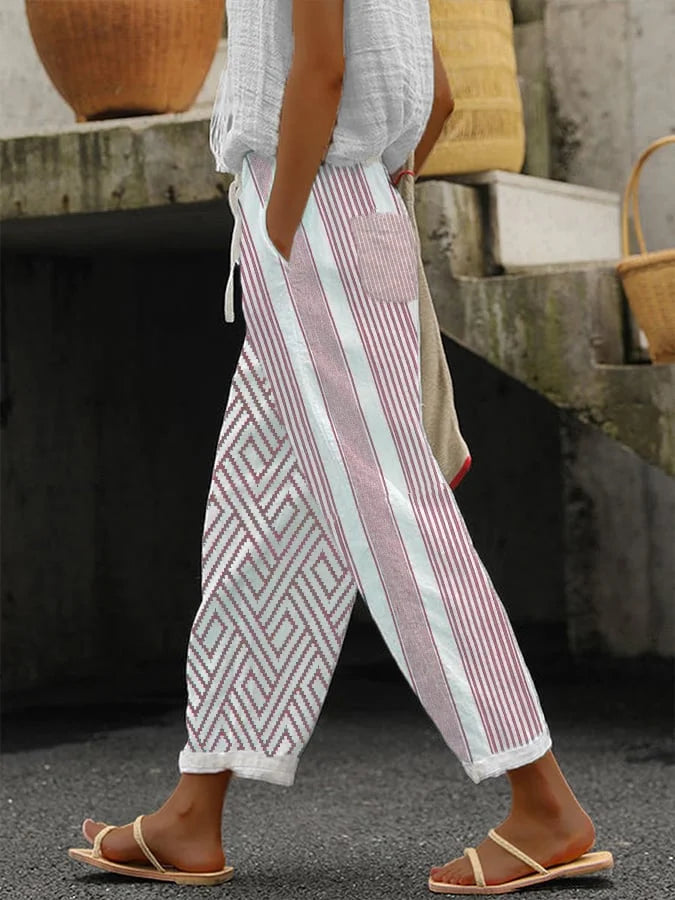 Delia - Women's Casual Striped Button Down Pants