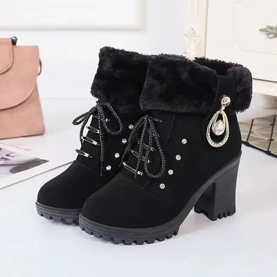 Elegant winter ankle boots for women with heels