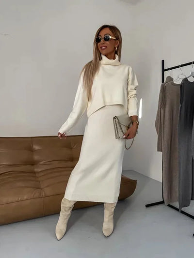 Turtleneck sweater and dress set