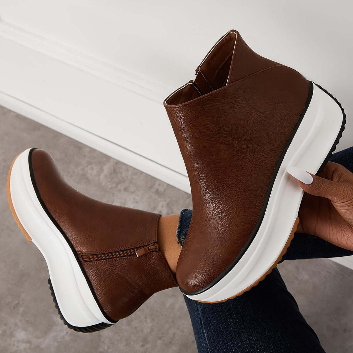 Platform Wedge Sneakers Easy Slip On Ankle Boots for Women