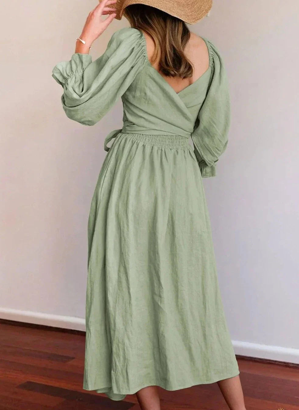 Evelyn - Elegant A-line Dresses with Square Neck and Solid Ruffles