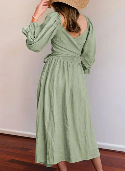 Evelyn - Elegant A-line Dresses with Square Neck and Solid Ruffles